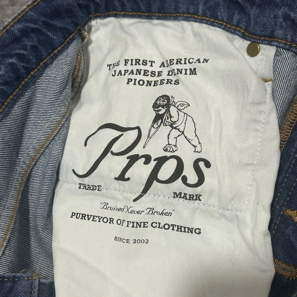 PRPS Men's Barracuda Hiroshima Jeans 100% Cotton Button Fly Indigo - Size 38x34 - Picture 11 of 16